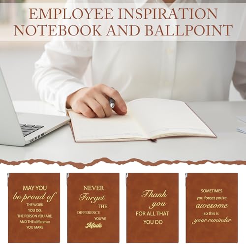 CCCYMM 8 Pcs Thank You Gifts Notebook Inspirational A5 Leather Journal Notebook and Motivational Metal Ballpoint Pen Employee Appreciation Gifts Coworker Leaving Inspirational Notebooks for Teacher - Image 3