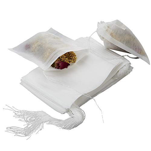 WarmCrystal, Tea and Coffee Filter Bags, Disposable Tea Infuser with Drawstring for Loose Leaf Tea, Safe & Natural Material 100 pack (2.76 3.54)