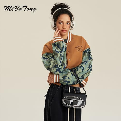 Mi Bo Tong Trendy Camouflage Patchwork Jacket Loose Long Sleeved Single Breasted Fashion Coat for Girls3