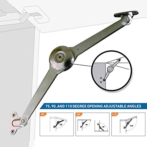 Rok Hardware Duo Flap Lid Support Stay Folding Arm With Adjustable Horizontal Soft Close And Hold Open Cabinet Door Toy Box Hinges #TOP3