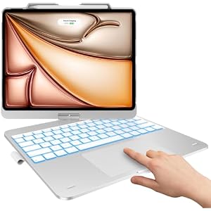 typecase Keyboard Case for iPad Air 13-inch(M4/M3/M2, 2026/2025/2024), 360° Rotatable, Multi-Touch Trackpad, 11-Color Backlit Wireless Protective Case with Pencil Holder, Auto Sleep/Wake, Si