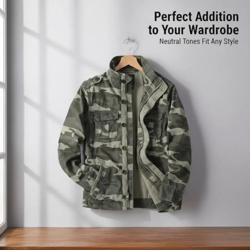 Image of Admitted &Feeling Men's camo Military Jacket Cargo Stand Collar Bomber Jackets Coat