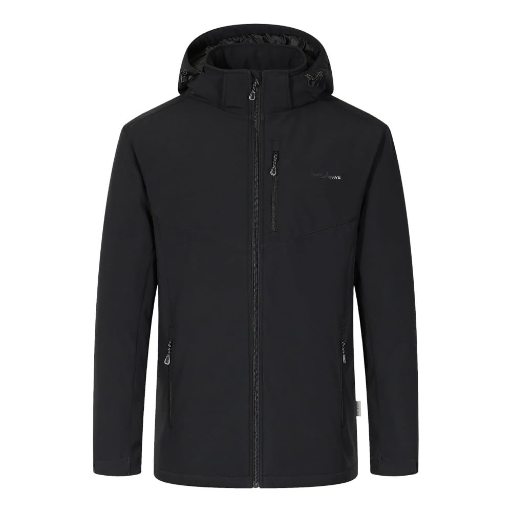 Blue Wave Marlon Herren Winter Softshelljacke wattiert warm winddicht wasserabweisend atmungsaktiv große Größen XXL–10XL abnehmbare Kapuze