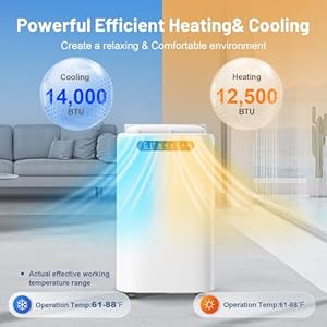 14000 BTU Portable Air Conditioner and Heater for Room up 700 Sq Ft4 IN 1 Quiet Portable Ac Unit with Heater Dehumidifier Fan Function Remote Control Sleep Mode 24H Timer White