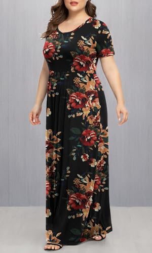 Image of LONGYUAN Women's Plus Size Maxi Dresses Summer Short Sleeve Casual Long Dress 2026 XL-6XL