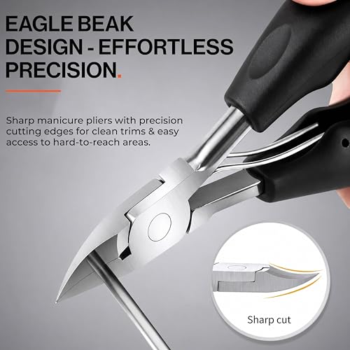 Image of Beaute Secrets Toe Nail Clipper for Ingrown or Thick Toenails, Heavy Duty Toenail Trimmer Nail Clipper Pedicure Tool with Long Handle and Soft Grip for Seniors Black