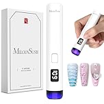 MelodySusie Handheld Cordless UV Nail Lamp with LCD Display & Eye-Protection Cover, P-Art01R Rechargeable Mini UV LED Light Flash Cures All Soft Gels, Especially Rhinestone Glue & Liner Gel White