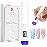 MelodySusie Handheld Cordless UV Nail Lamp with LCD Display & Eye-Protection Cover, P-Art01R Rechargeable Mini UV LED Light Flash Cures All Soft Gels, Especially Rhinestone Glue & Liner Gel White