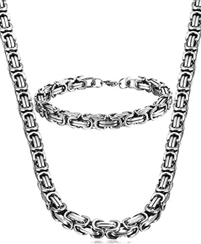 Jstyle Stainless Steel Male Chain Necklace Mens Bracelet Jewelry Set, 8mm Wide, 8.5 inch 30 inch