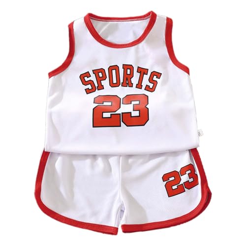Generisch - Generisch Ensemble de basketball d'été pour enfants garçons et filles, gilet en résille, short, vêtements de sport, tenue légère pour tout-petits, Blanc., 5-6 ans
