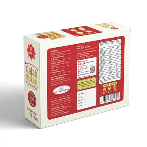 Image of SAHU GAJAK BHANDAR Khasta Gazak 400 g | Sesame Jaggery Chikki, Til Gajak, Traditional Indian Sweet