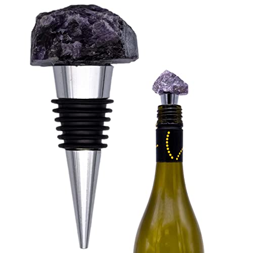 Tapón de botella de vino de metal de piedra de cristal amatista