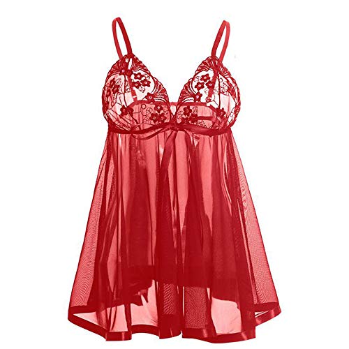 Lingerie femme sexy erotique robe de nuit dentelle avec string amovible