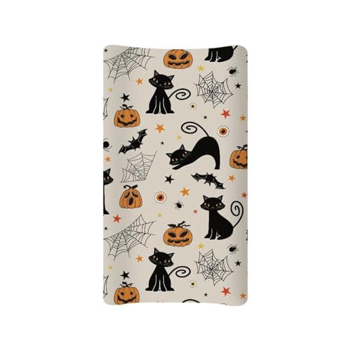 Image of Halloween Changing Pad Cover Baby Girls Boys Diaper Change Table Sheet Cover Cat Pumpkin Soft Stretchy Changing Table Covers Mat Sheet Cover Soft Breathable