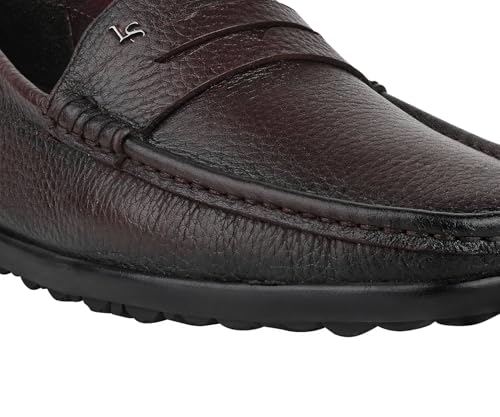 Image of LOUIS STITCH Italian Milled Leather Formal Shoes for Men | Ultra Lightweight Men's Slip On Solid Formal Loafers | Comfortable for Long Hours | LSPDFL