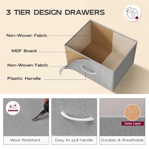 WLIVE Small Dresser Nightstand for Bedroom, 4 Drawers, Light Grey by WLIVE - Used condition - Image 6