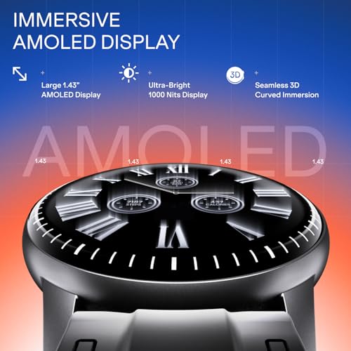 Image of Boat Valour Watch 1 R, AI Smart Habit Builder, 1.43 inch 3D Immersive AMOLED Display, 1000 nits, Light-Weight Aluminium Build 3 ATM, 10 Days Battery Life, Smart Watches for Man (Obsidian Black)