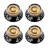 Banworks Electric Guitar Control Knobs 2 Tone 2 Volume '50s Style Knobs Metric 6mm (15/64') 18-Spline Bell Top Hat Knobs for Epiphone Les Paul LP SG Electric Guitars Pack of 4 JT/XN-01 Golden/Black