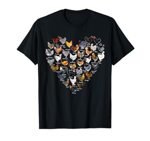 Love Chickens Heart Types of Chicken T-Shirt