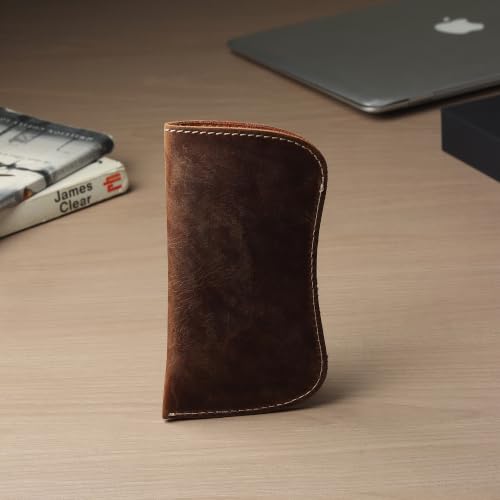 Image of MINNIE & JONES Handmade Full Grain Leather Sunglass Case | Soft Leather Glasses Cover & Spectacle Case for Men & Women | Premium Leather Eyeglass Pouch | Specs Cover for Travel