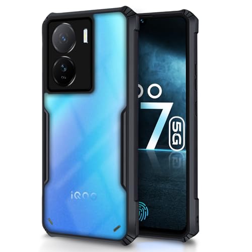 Image of Outlouders Back Cover for iQOO Z7 5G / iQOO Z7S 5G | Ultra Hybrid Transparent | Full Camera Protection | Raised Edge | Crystal Clear Bumper Case(Black)
