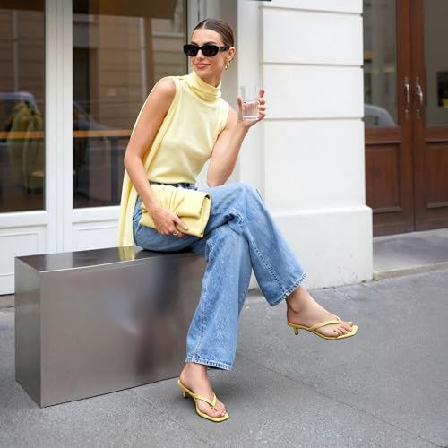 Image of DREAM PAIRS Kitten Heels for Women Flip Flop Low Heels Square Open Toe Sandals Thong 1.97 Inch Heeled Sandals for Summer Vacation