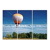 6 Pack Art Acoustic Panels Hot Balloon Blue Cloudy Sky Soundproof Wall Panels Padding Decorative Sound Absorbing Panels 72'x48' For Recording Studios Home