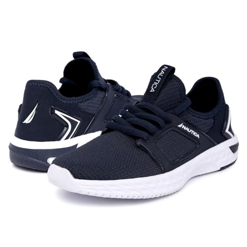 Nautica Kids Boys Girls Lace Up Sneaker Comfortable Tennis Running Shoes-Arano Boys-Navy White Size-13 thumb #5