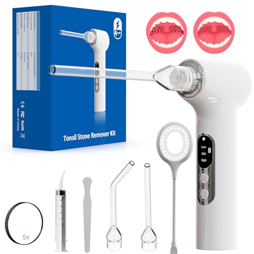 Sinkawa Upgraded Electronic Tonsil Stone Remover,10 in 1 Tonsil Stone Removal Kit,Tonsil Stone Vacuum with Built-in Blue Light,Easy to Use, Fight Bad Breath, Instant Suction