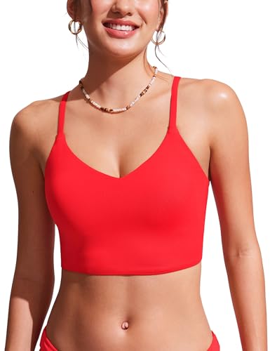 CRZ YOGA V Shaped Longline Bikini Tops for Women -...