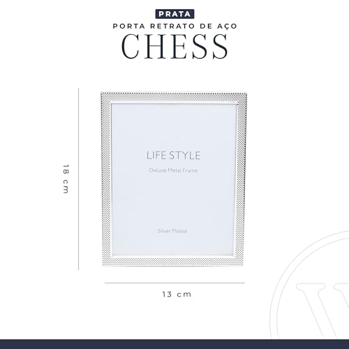 Porta-Retrato de Aço Chess Prata 13cm x 18cm - Wolff