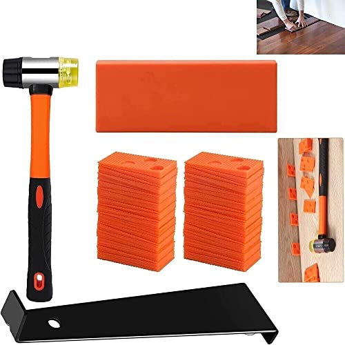MAXPERKX Lot de 40 outils de réparation pour installation de parquet en bois stratifié - Marteau durable avec bloc taraudé solide, 40 entretoises robustes Cover