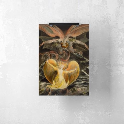 William Blake dragon rouge impression toile déco murale 30x45