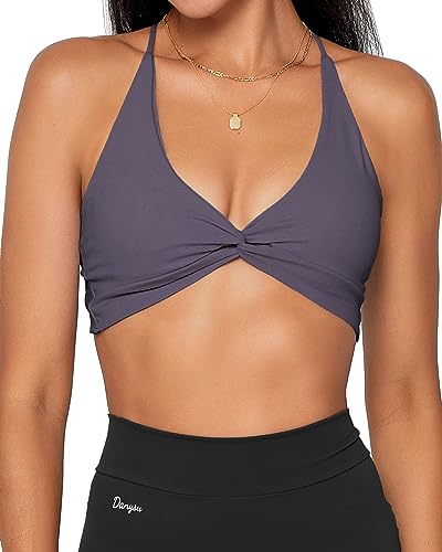 Image of Danysu Backless Sports Bra Soft Workout Tops with Removable Padded Yoga Training Bras Strappy Going Out Top