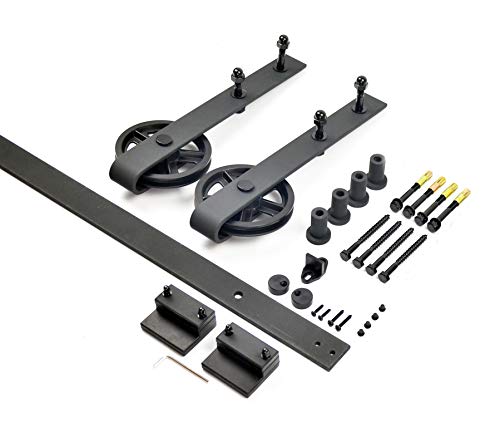Diyhd Tsq15 5Ft Industrial Big Spoke Wheel Sliding Barn Hardware,Fit Width Up To 29", Track, Single Door Kit #TOP2