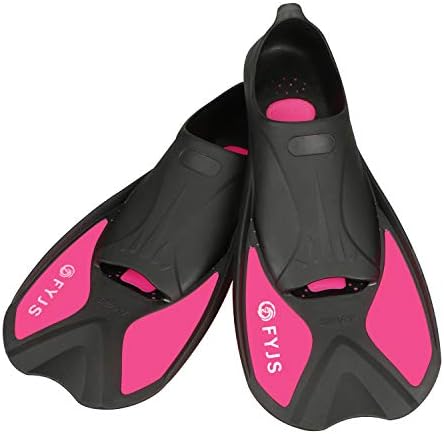 F FYJS Short Swim Fins, Travel Size Diving Flippers with Mesh Carrying Bag for Adult Men Women