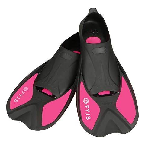 F FYJS Short Swim Fins,Travel Size Diving Flippers with Mesh Carrying Bag for Adult Men Women Cover