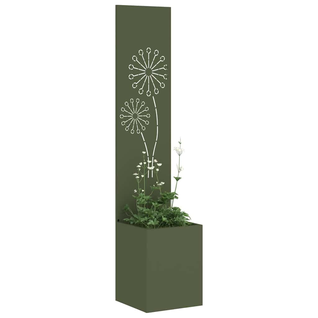 Vidaxl Garden Privacy Screen Olive Green 32 X 140 Cm Cold-Rolled Steel