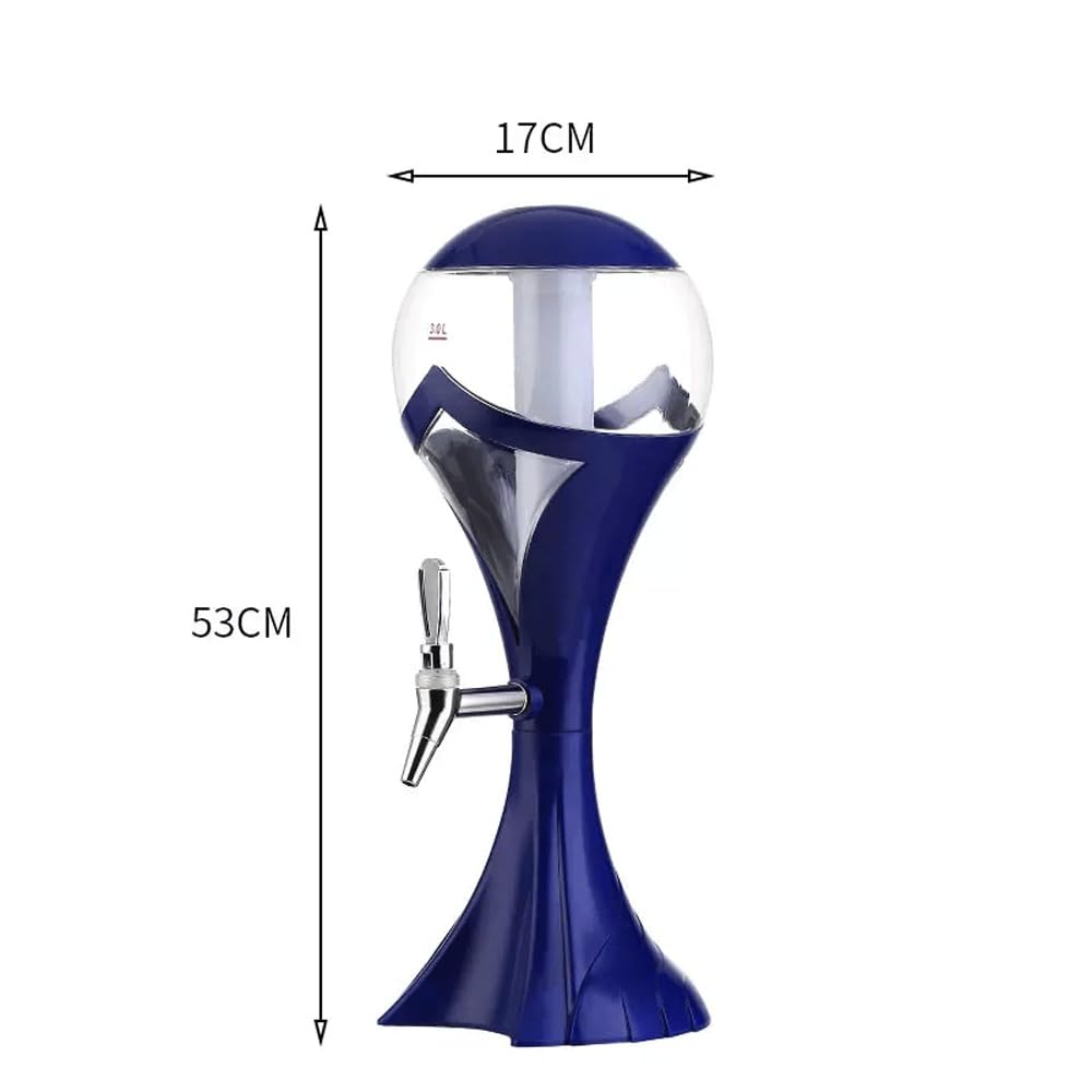 Dispensador de bebidas ower Dispensador de licor esférico creativo de la Copa del Mundo 3L Grifo de cerveza portátil Barril de cerveza Dispensador de torre de bebidas de mesa con tubo de hielo y luz L
