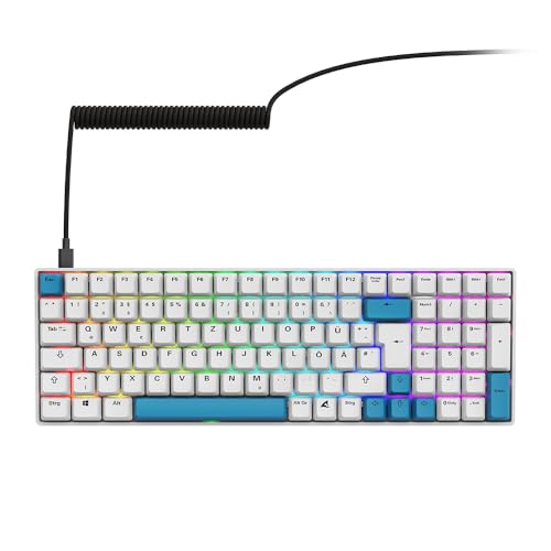 SHARKOON SKILLER SGK50 S2 PBT wei?, DE-Layout, Gateron G Pro 3.0 Yellow - Tastiera gaming - Immagine 1