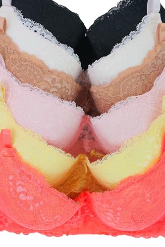 Image of ToBeInStyle Women's Pack of 6 Classic Style Underwire Supportive Padded Bras