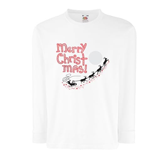 lepni.me Enfants garçons/Filles T-Shirt Père Noël et Les Rennes, Tenues de Noël et Cadeaux (7-8 Years Blanc Multicolore)