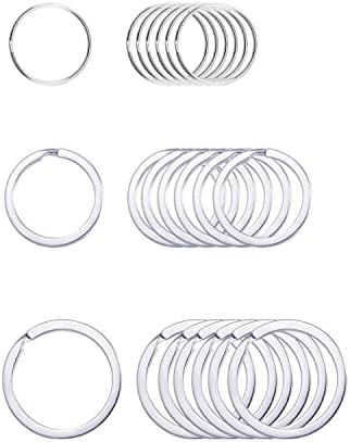 JIANG Key Ring 50 Pcs,Key Rings Keyring Rustproof, Dog Tag 1.25'' -15 Pcs,1'' -15Pcs, 0.8''-20Pcs Ring Flat Key Rings Rings Split Keyrings for Home Car Keys Attachment