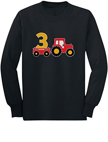 3rd Birthday Construction Party 3 Year Old Boy Toddler/Kids Long Sleeve T-Shirt 4T Black