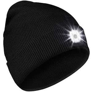Deilin Upgraded LED Lighted Beanie Hat with USB Rechargeable LED Hat, Adjustable Brightness Headlamp Winter Lighted…