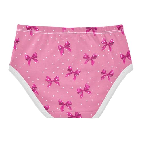 Wusikd Pink Polka Dots Pink Bows (2) Girls' Underwear Cotton Girls Briefs Soft Toddler Underwear 2T2