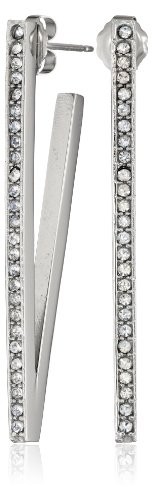 PHUN by Paige Novick Claire Collection Small "V" Pave Silver Drop Earrings