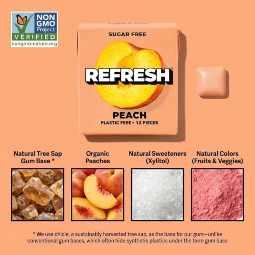 Image of Refresh Plant Based Gum, Sugar Free, Xylitol, 12 Pcs, 6 Pack