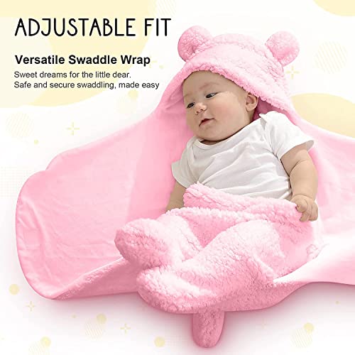 Image of BRANDONN Baby Blankets New Born Combo Pack of Wearable Swaddle Wrapper Security Blanket for Kids for 0-6 Month Babies (White, Pink, 70 cm x 70 cm)