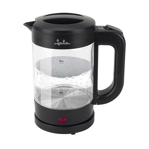 Jata HA702 Hervidor de Agua Eléctrico de Cristal Borosilicato 1,2 L – 1500 W, Libre de BPA, Apagado Automático, Base Giratoria 360°, Resistencia Oculta y Protección Contra Sobrecalentamiento